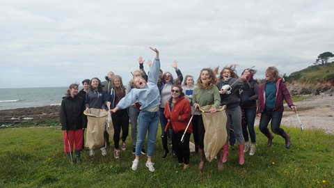 School beach clean