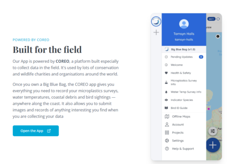 big blue bag app screenshot